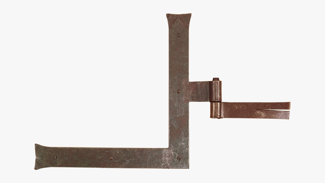 Forged iron angled hinge