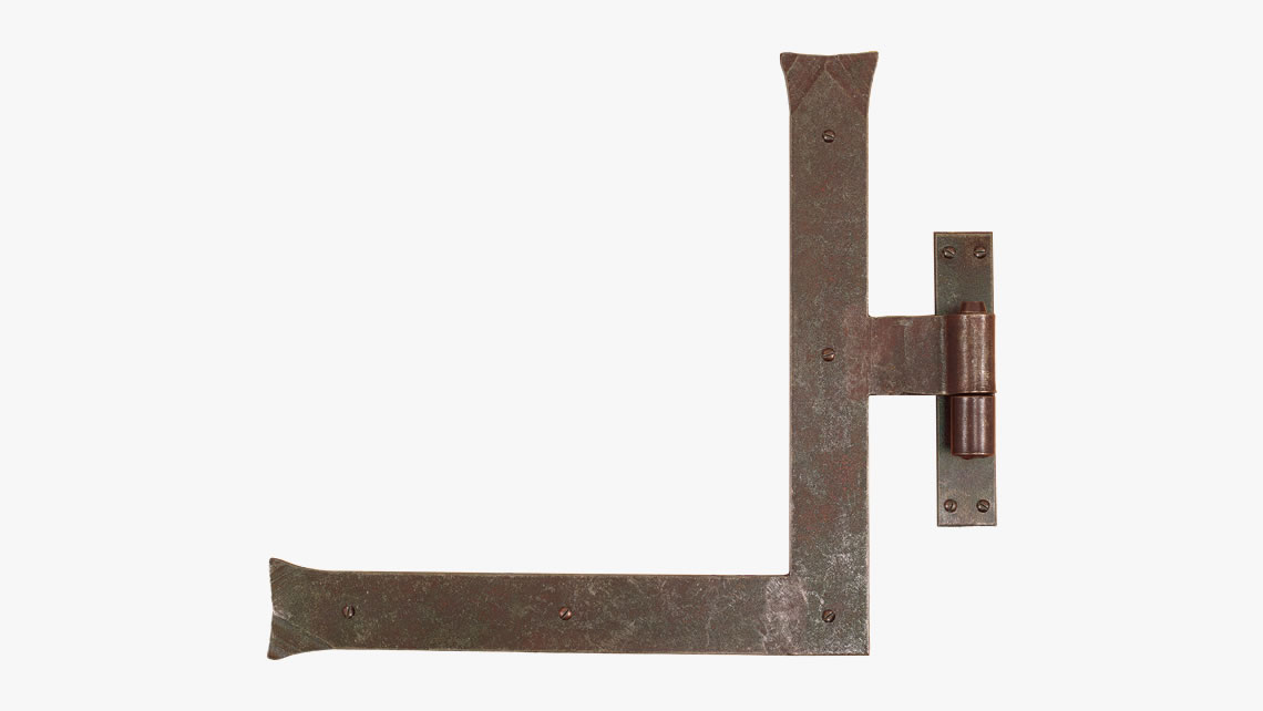 Forged iron angled hinge