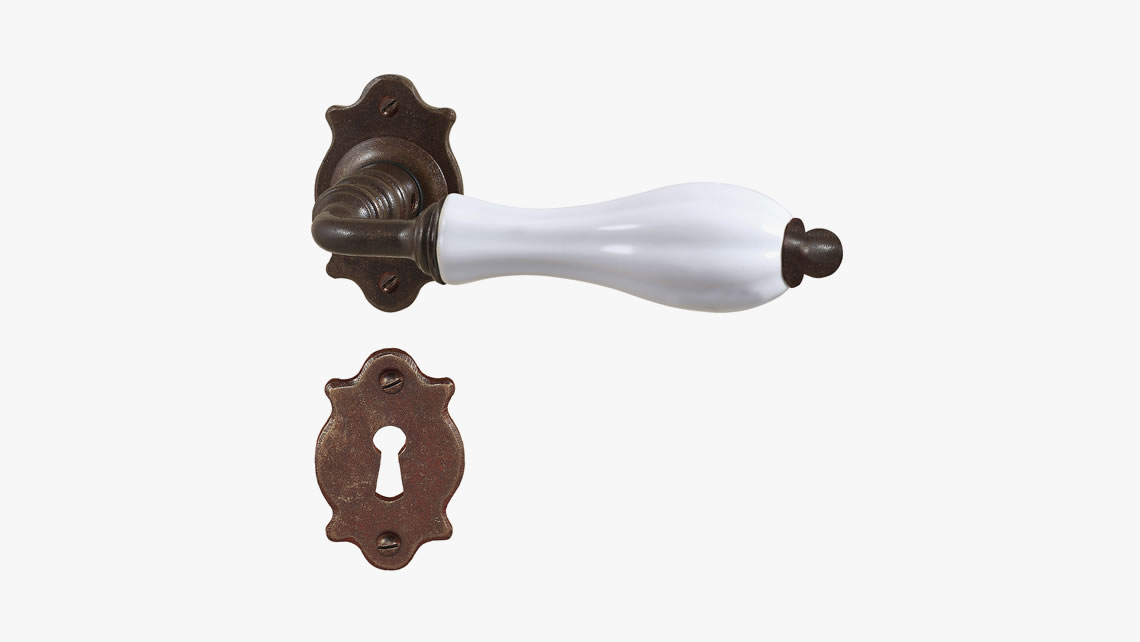 Iron/porcelain door handle